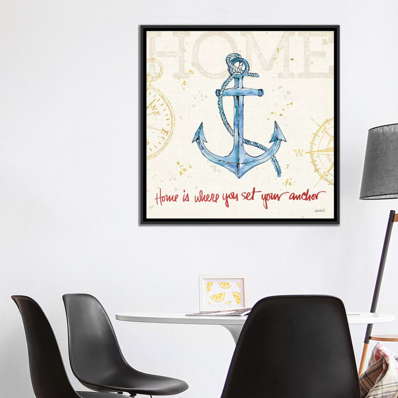 « côtier life v », reproduction d’impression sur toile, H 18 po x l 18 po x P 1,5 po, Toile avec cadre noir, Pas de tapis