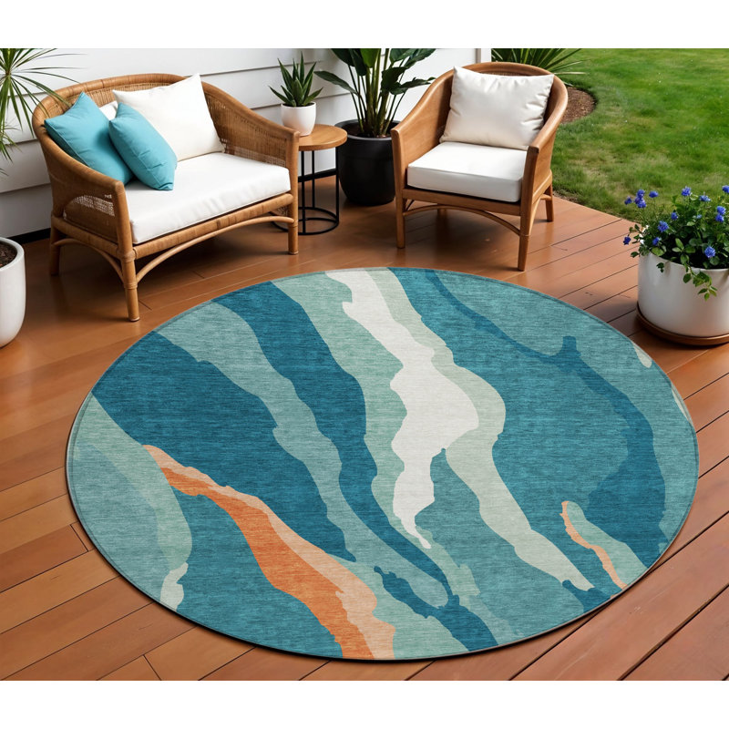Tapis rond bleu 8 po