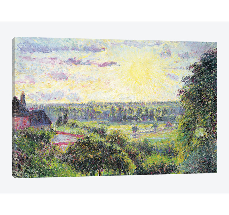 « coucher de soleil à eragny, 1891 » par camille pissarro, impression sur toile, H 8 po x l 12 po x P 0,75 po