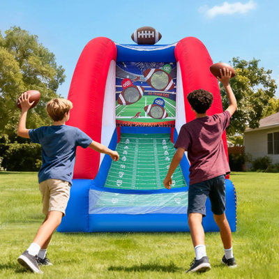  Inflatable Carnival Games-Inflatable Football Toss Game with Footalls and Blower, Interactive Throwing Target Game for Events and Family Activities