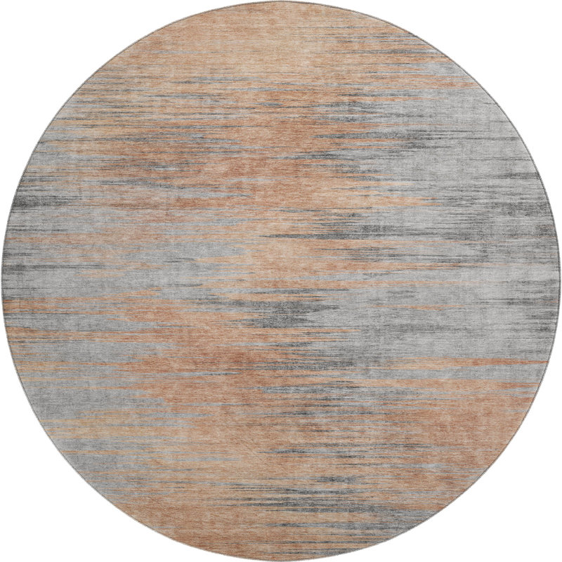 Premium Machine Washable Prisco Salmon Rug, Round 8'