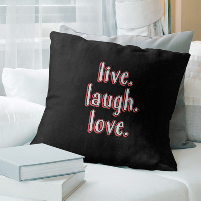 Coussin de style tableau noir Live Laugh Love