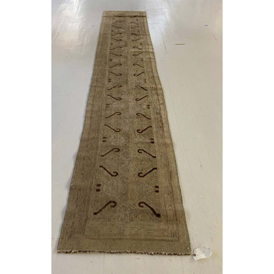 One-of-a-Kind 2'6" X 12'6" New Age Runner Wool Area Rug in Brown