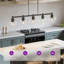 Luminaire suspendu pour îlot de cuisine 5 lumières à intensité variable avec abat-jour en verre transparent et hauteur réglable-2120227490-2120227516
