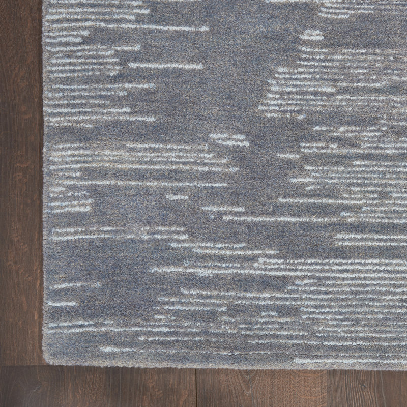 Abstract Area Rug in Blue/Ivory, Rectangle 4' x 6'