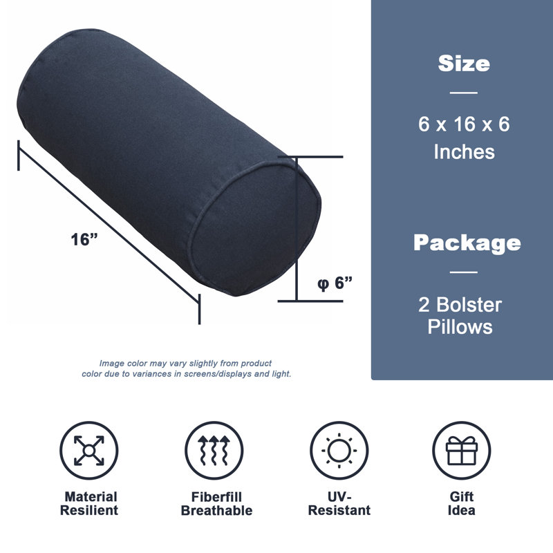  Outdoor Bolster Pillow Cover & Insert, Dark Blue