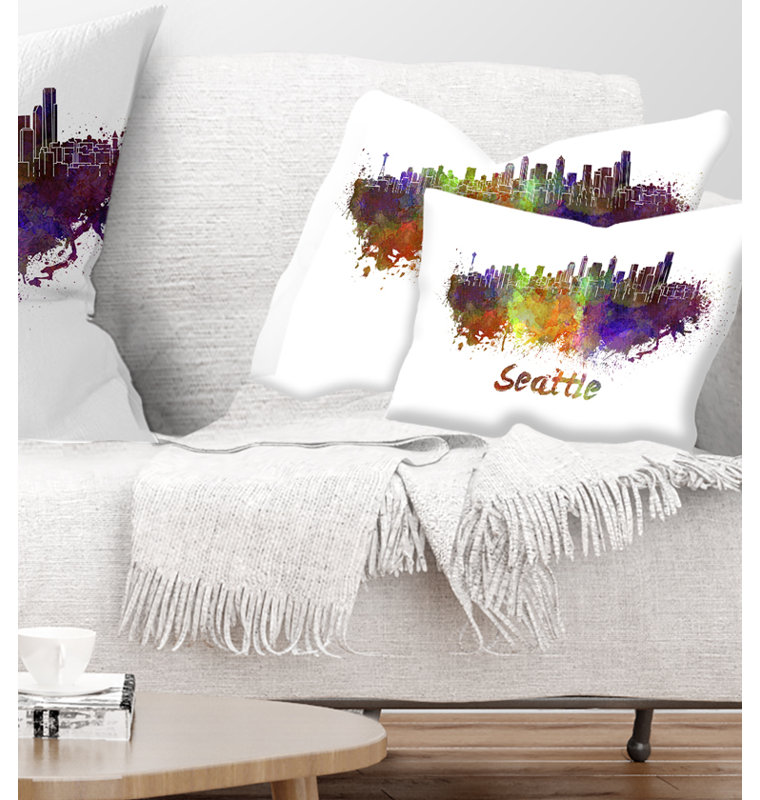 Coussin Seattle - Skyline - Cityscape, Rectangulaire, 12 po x 20 po