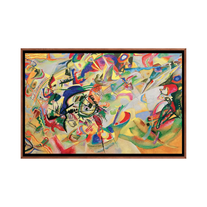 « composition vii » par wassily kandinsky,-impression, H 18 po x l 26 po x P 1,5 po, Toile avec cadre en bois classique