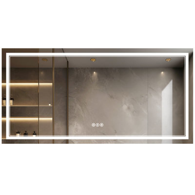 Harana Front and Back Lighting Dimmable Anti-Fog Bathroom/Vanity Mirror with Tempered Glass