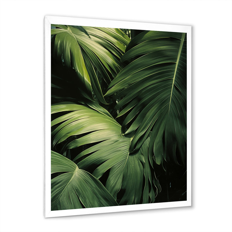 «Jade Jungle Thick Jungle Of Palm Trees», reproduction sur toile, Cadre blanc, H 32 po x l 24 po x P 1 po