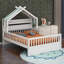 Lit plateforme House avec tablette de tête de lit et cadre de lit double en bois-323723725-323723722