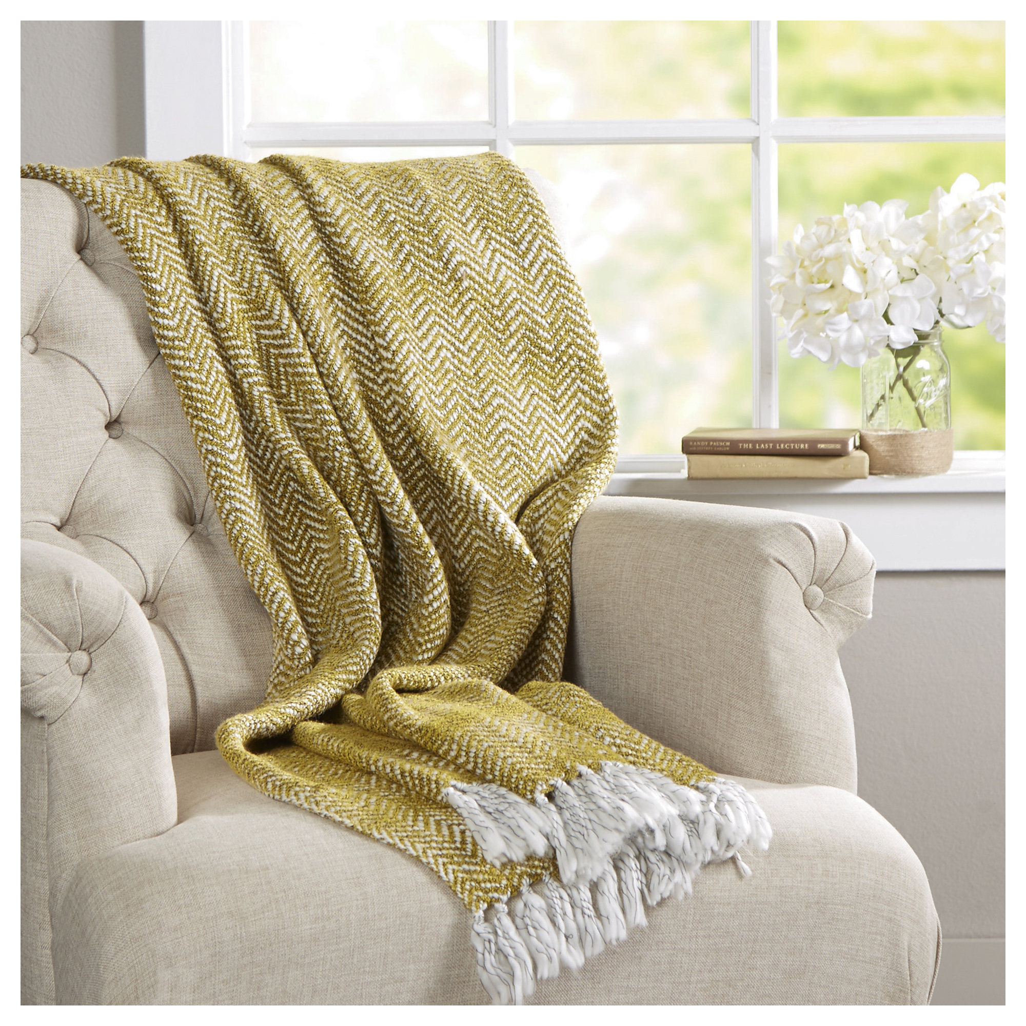 Carlena Hand Woven Throw Blanket, Yellow