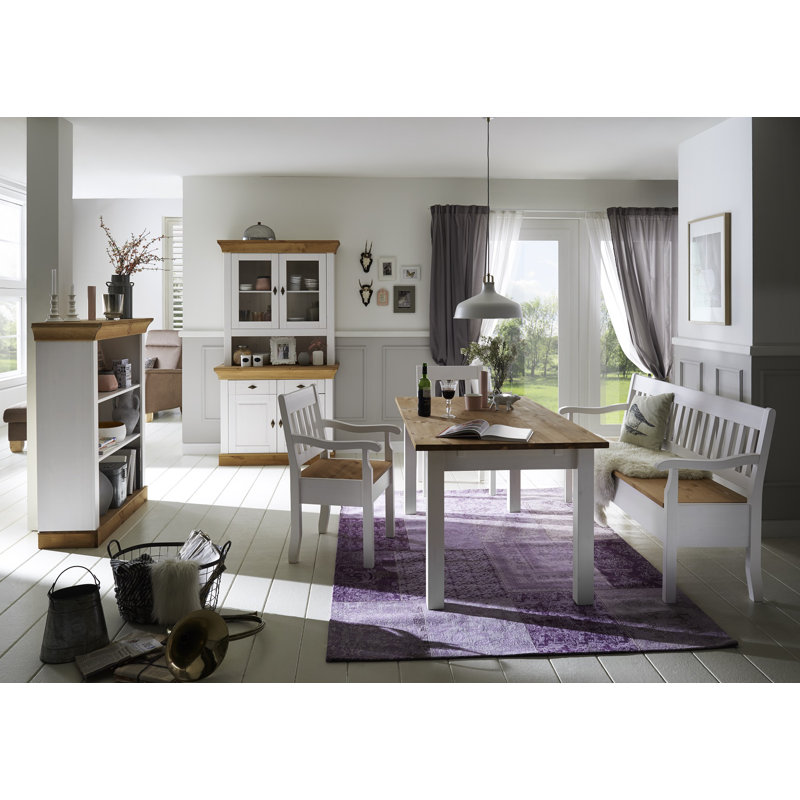 Pine Solid Wood Dining Table, White/Brown, 78cm H x 120cm L x 78cm W