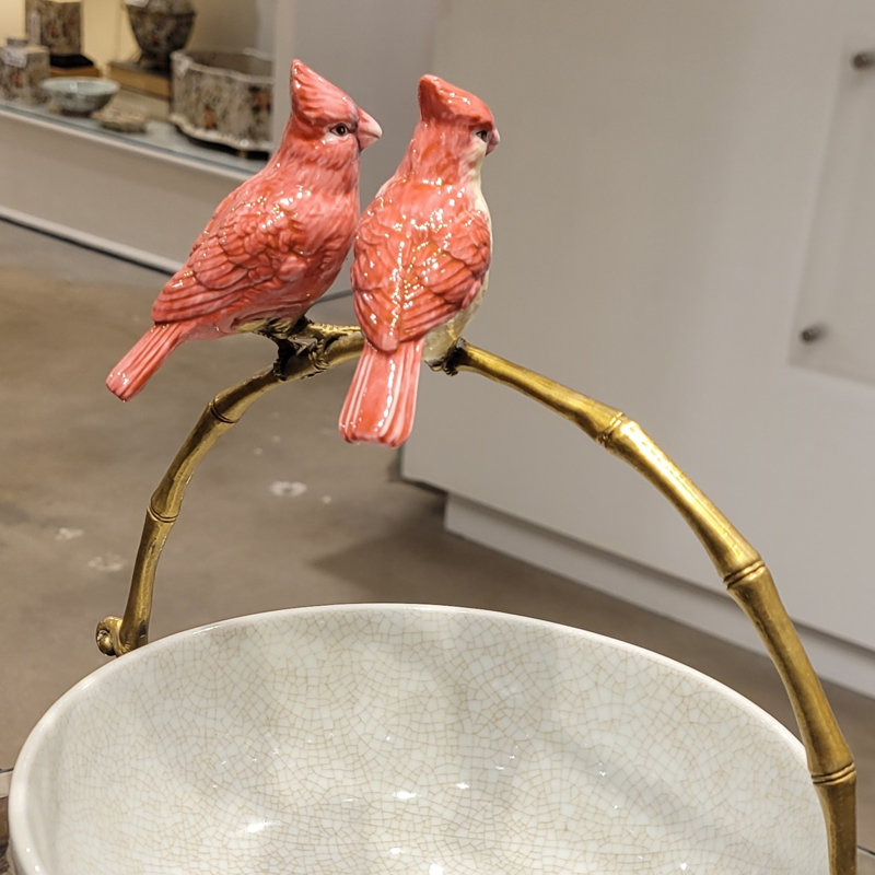 Porcelain Bowl With Bronze Robin Morning