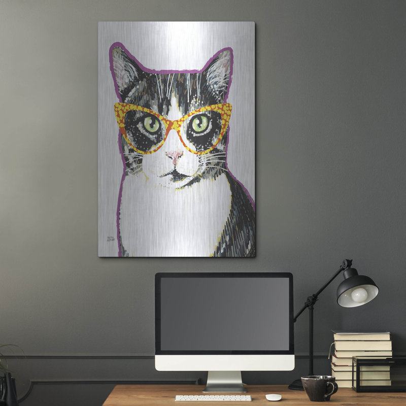 Art mural en métal Trinx «Bespectacled Pet 3» par Melissa Averinos, H 36 po x l 24 po
