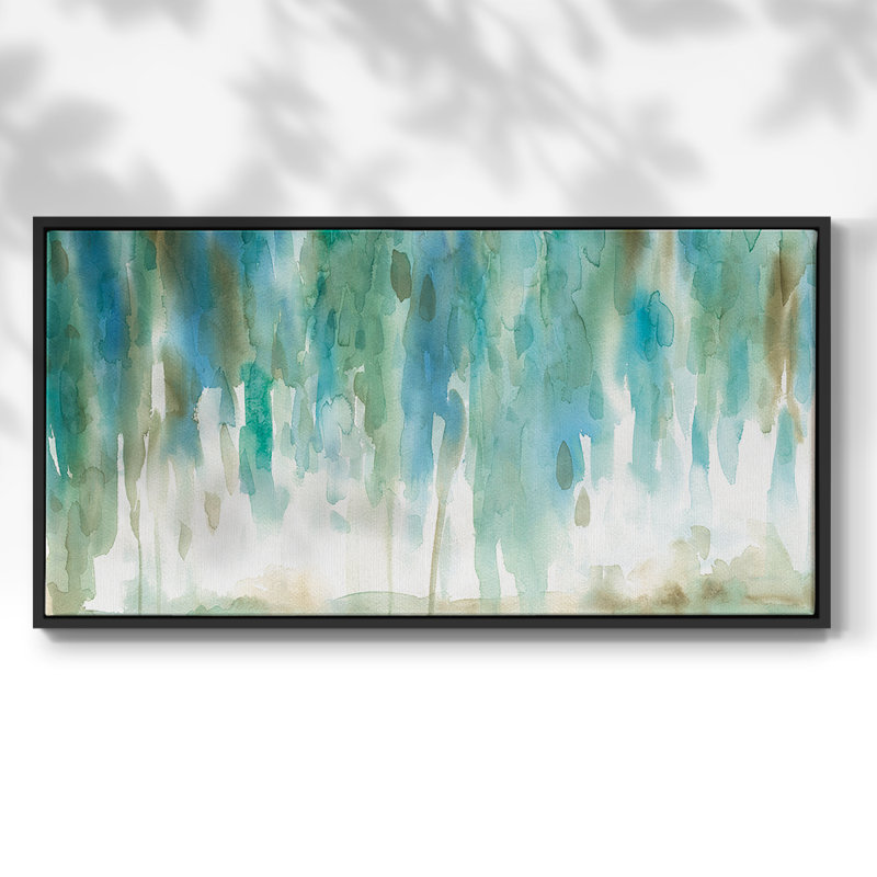 Rainwashed Landscape - Toile tendue avec châssis encadré - Prêt à accrocher, H 17 po x l 33 po, Noir