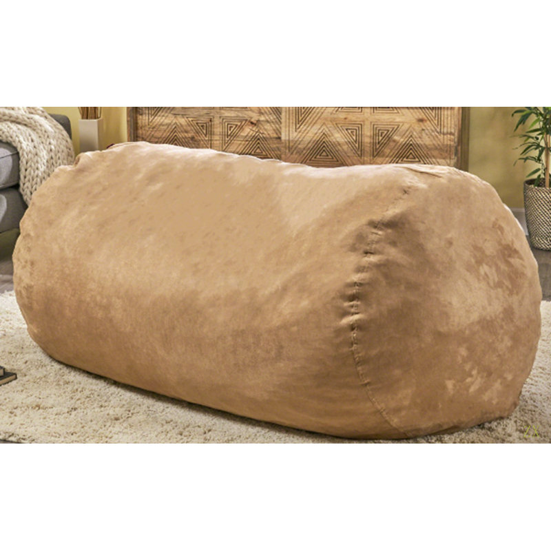 Fauteuil à billes cylindrique en suède Jasper, Tissu brun clair