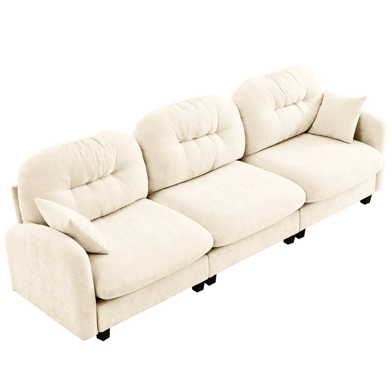 Beige Three - Sectional Couch Featuring High Resilience Sponge, Cushions, And Flexible Combination For Living Areas With Spring Pack Soft Chenille Cover Relaxing In Homes