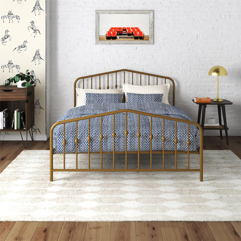 Bushwick Metal Platform Bed, Queen, Gold