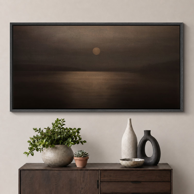 Impression sur toile Shine, Impression encadrée flottante sans passe-partout, H 30 po x l 60 po, Noir, noir, noir, noir