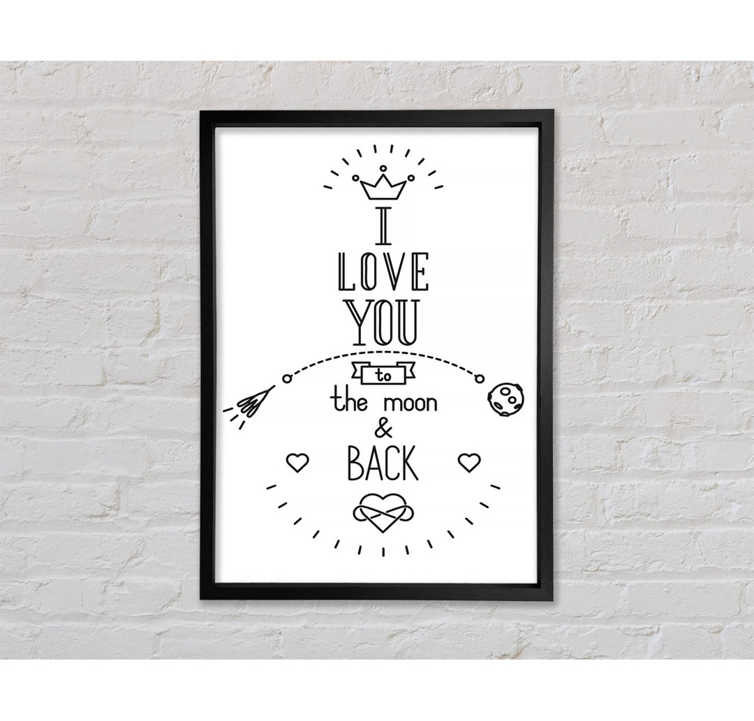 I Love You To The Moon And Back 4 - Einzelner Bilderrahmen Typografie auf Leinwand