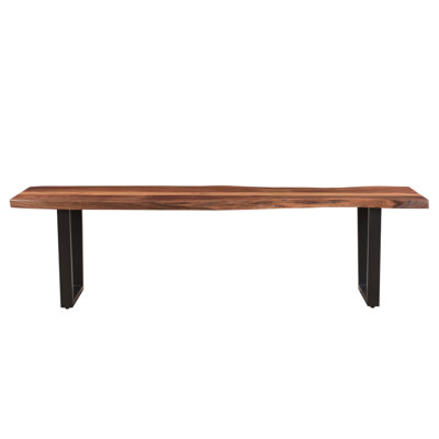 66" Brown And Black Solid Wood Dining bench