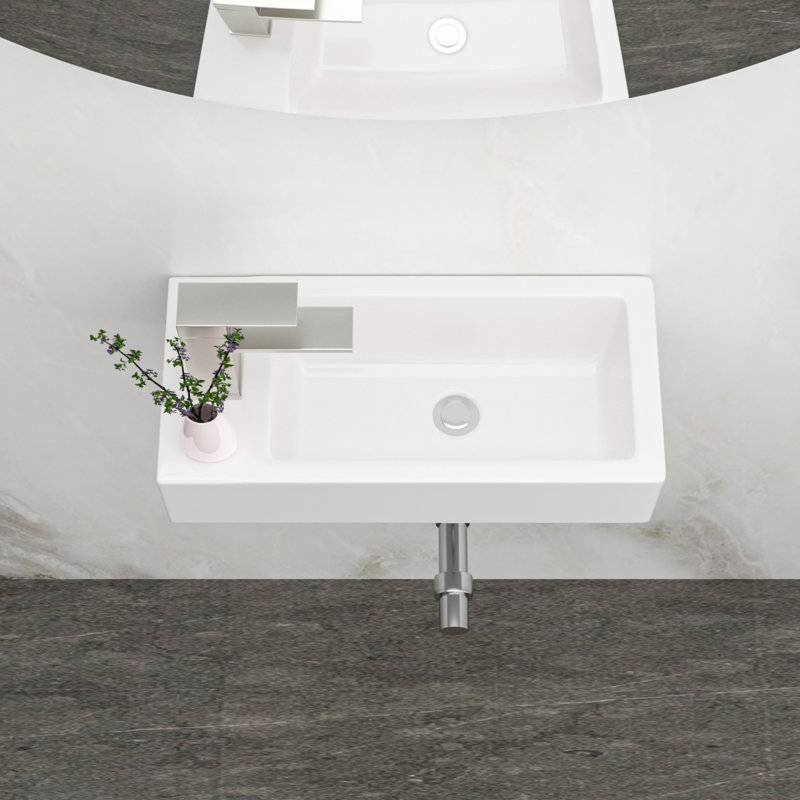 Stain-resistant Ceramic Sink Modern Wall-mount Bathroom Essential