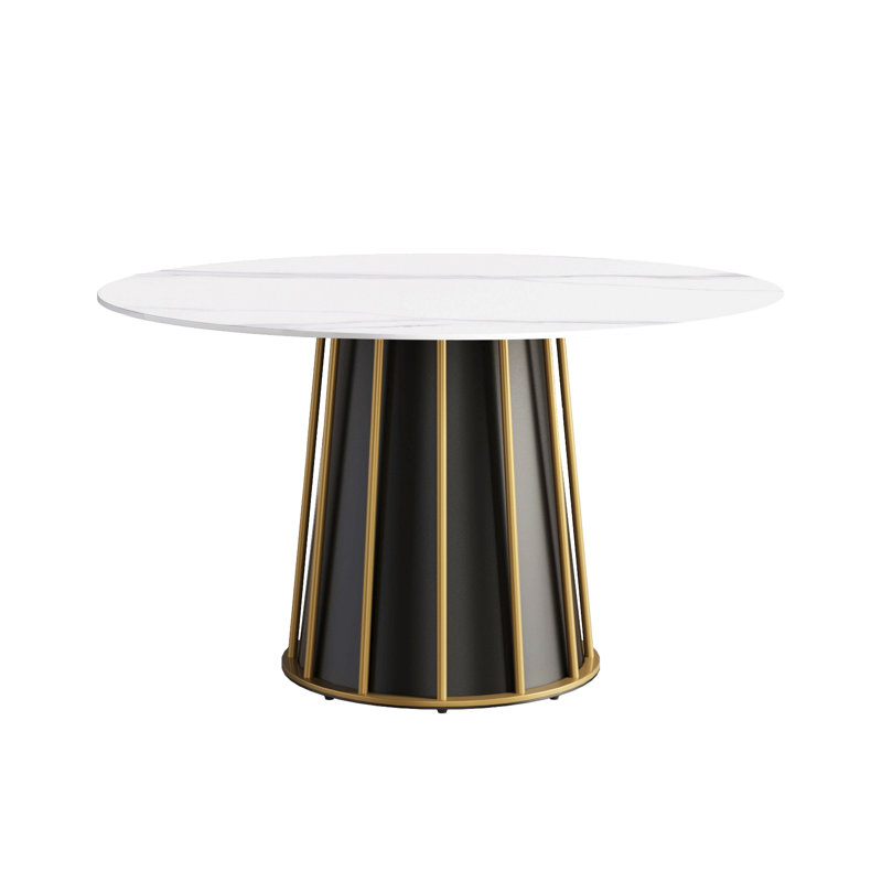 Table de salle à manger moderne à panneau rond blanc pouvant accueillir 8 personnes (chaises non incluses)