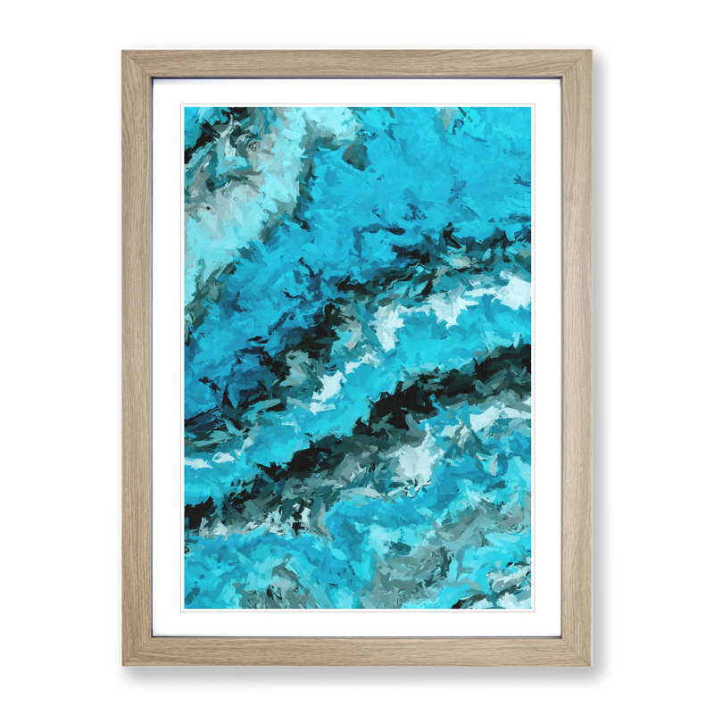 Modern Picture - Wall Art, 36cm H x 27cm W, Oak Picture Frame, White