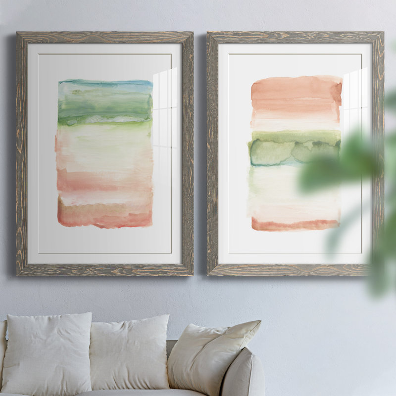 Skye I - ensemble de 2 peintures, Cadre en papier gris, H 31,5 po x l 47 po x P 1,5 po