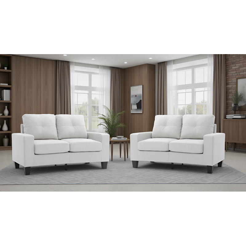 Worthen Modular White Loveseat Set Of 2, White