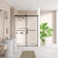 Belizzi 56" W x 76" H By Pass Frameless Exposed Roller Shower Door in Matte Black with Clear Glass
