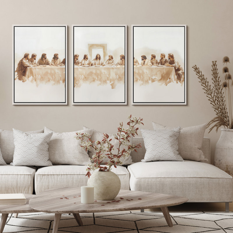 «The Last Supper», impression sur toile encadrée de décorations murales de chambre à coucher, H 24 po x l 16 po, Blanc