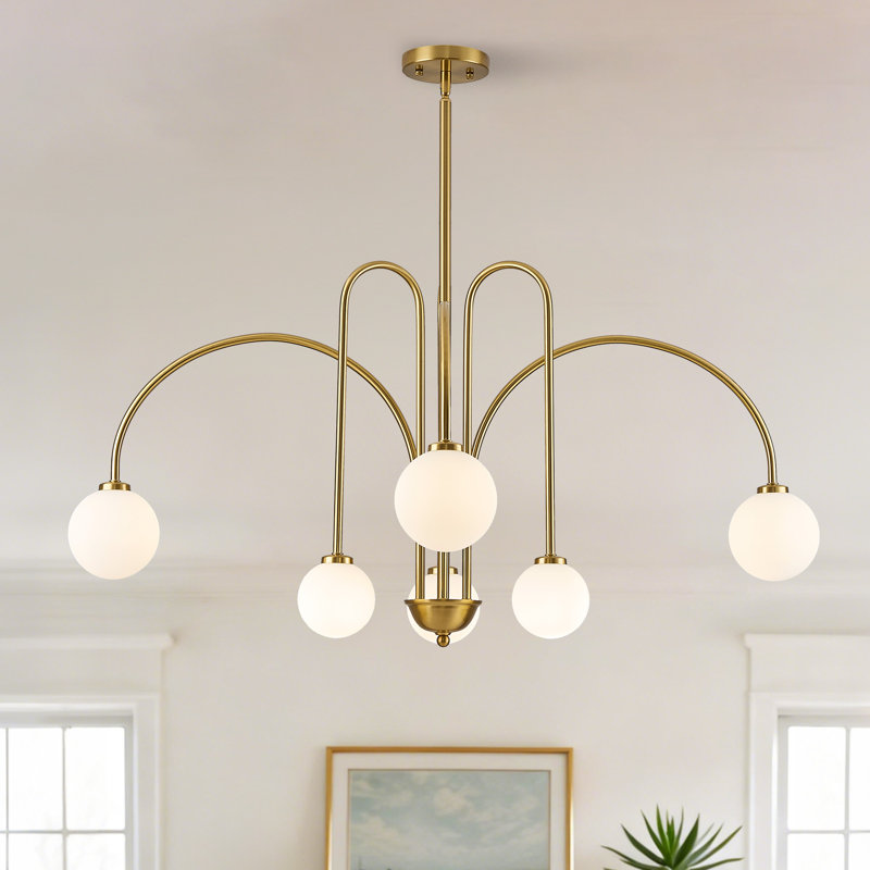 Bradrick 6-Light Dimmable Frosted Glass Sputnik Sphere Chandelier