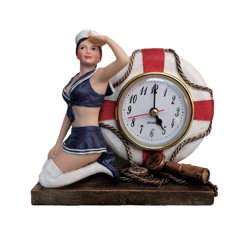 Analog Resin Tabletop Clock in Brown/Blue