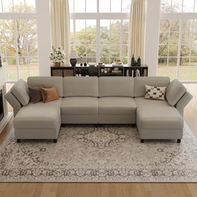 Reversible Modular Sofa & Chaise With Ottoman