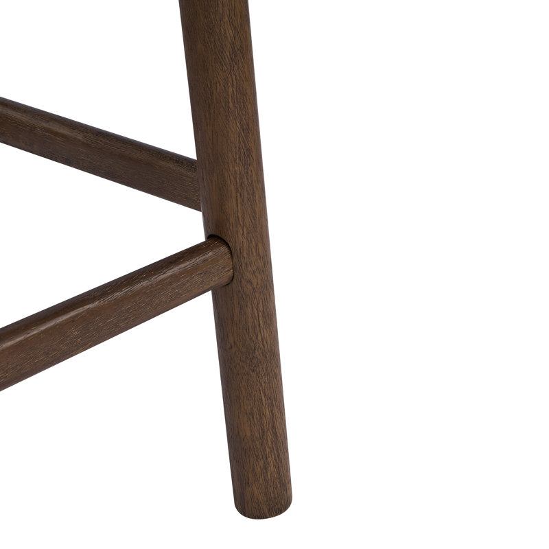 Tabourets de comptoir en bois d'hévéa de 27,36 po de hauteur avec siège rembourré Donald, Noyer, 4, Beige