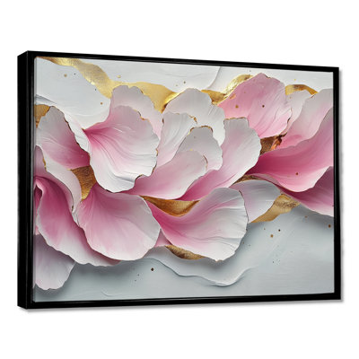 Or rose, veines élégantes de pétales de fleurs IV - fleurs abstraites, art mural