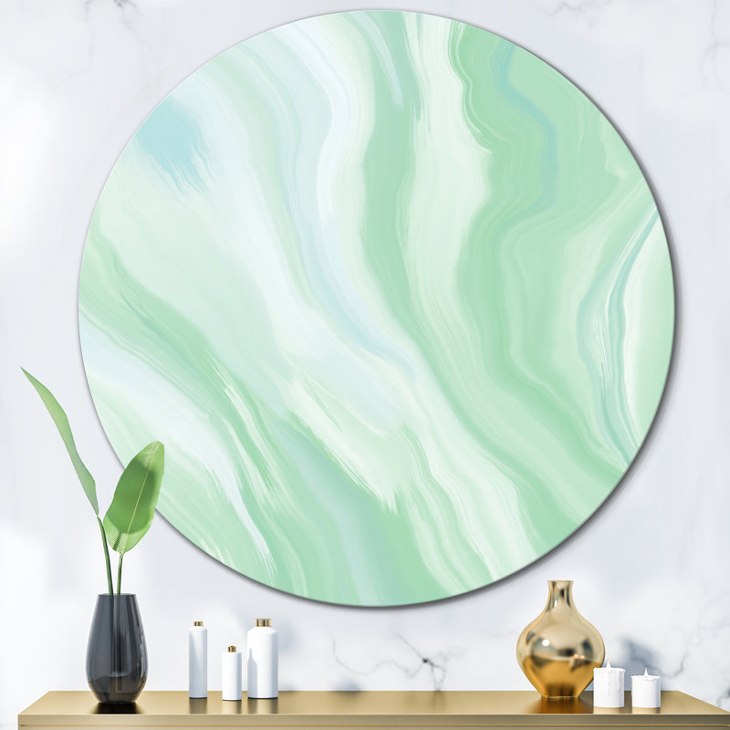 Vert sarcelle, rayures sur onyx - art mural moderne en métal, H 29 po x l 29 po x P 1 po