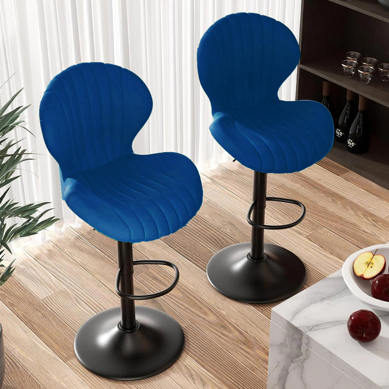 Tabouret de bar Lucah, 2, Bleu marine