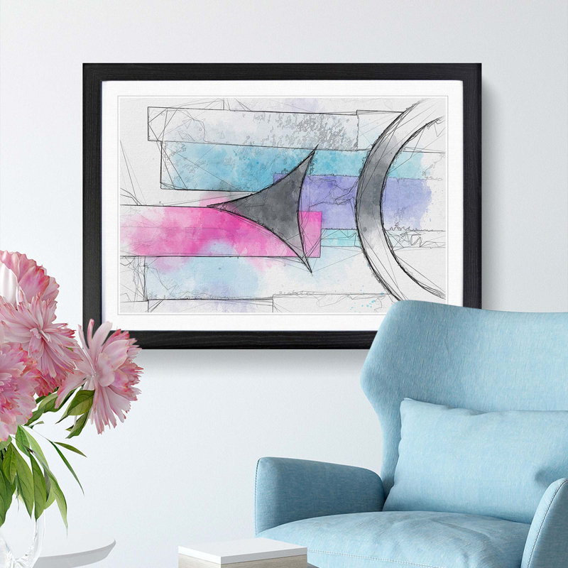 Pointing to the End in Abstract - Picture Frame Painting Print, Black, 60cm H x 91cm W x 2cm D