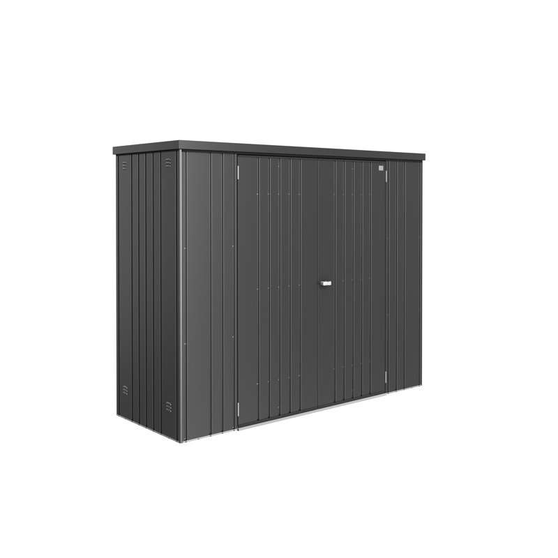 Biohort Equipment Locker 230 7.5' L x 2.7' D x 6' H Water Resistant Metal Tool Storage Shed with Lock and Floor Kit Dark Gray