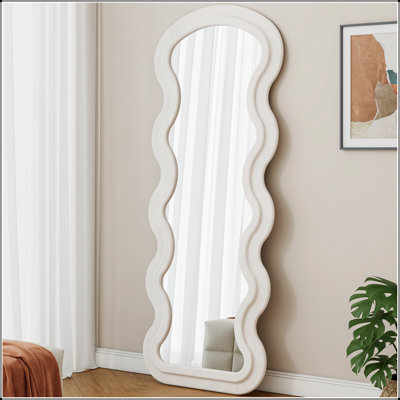 Miroir de plancher en flanelle pleine longueur ondulé pour la chambre à coucher et le salon, conception polyvalente suspendue ou inclinée