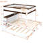 Lit superposé double avec lit gigogne simple, rangement et bureau, blanc et noyer-2027352467-2027352466