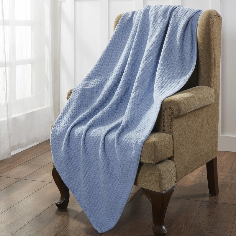 Couverture en coton , Bleu acier, Simple