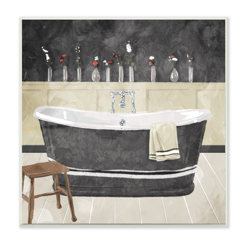 «Bath Tub Interior Design» par Milli Villa - reproduction d'art, H 12 po x l 12 po x P 0,5 po, Plaque en bois
