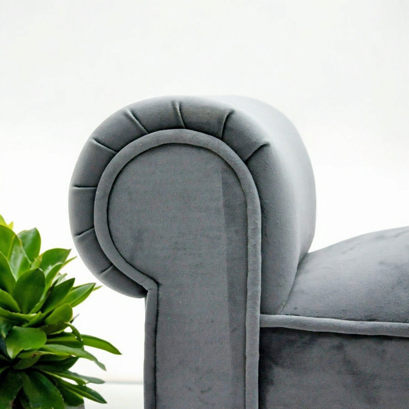 Elegant  Caius Upholstered Bedroom Bench, Solid Colour, Wooden Legs, Stylish Seating, Durable and Comfortable Design, Grey