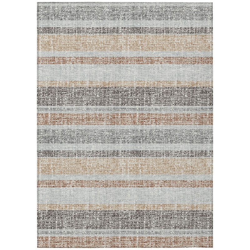 Machine Washable Indoor/Outdoor Xhevrie Gray Rug, Rectangle 8' x 10'