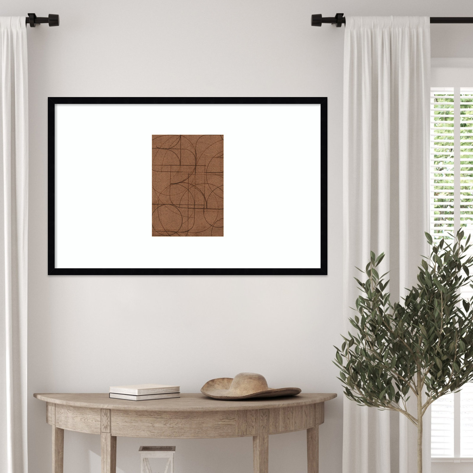 Curved 1 Print by Dan Hobday, 21" H x 33" W, Svelte Noir Black Framed Print with Mat
