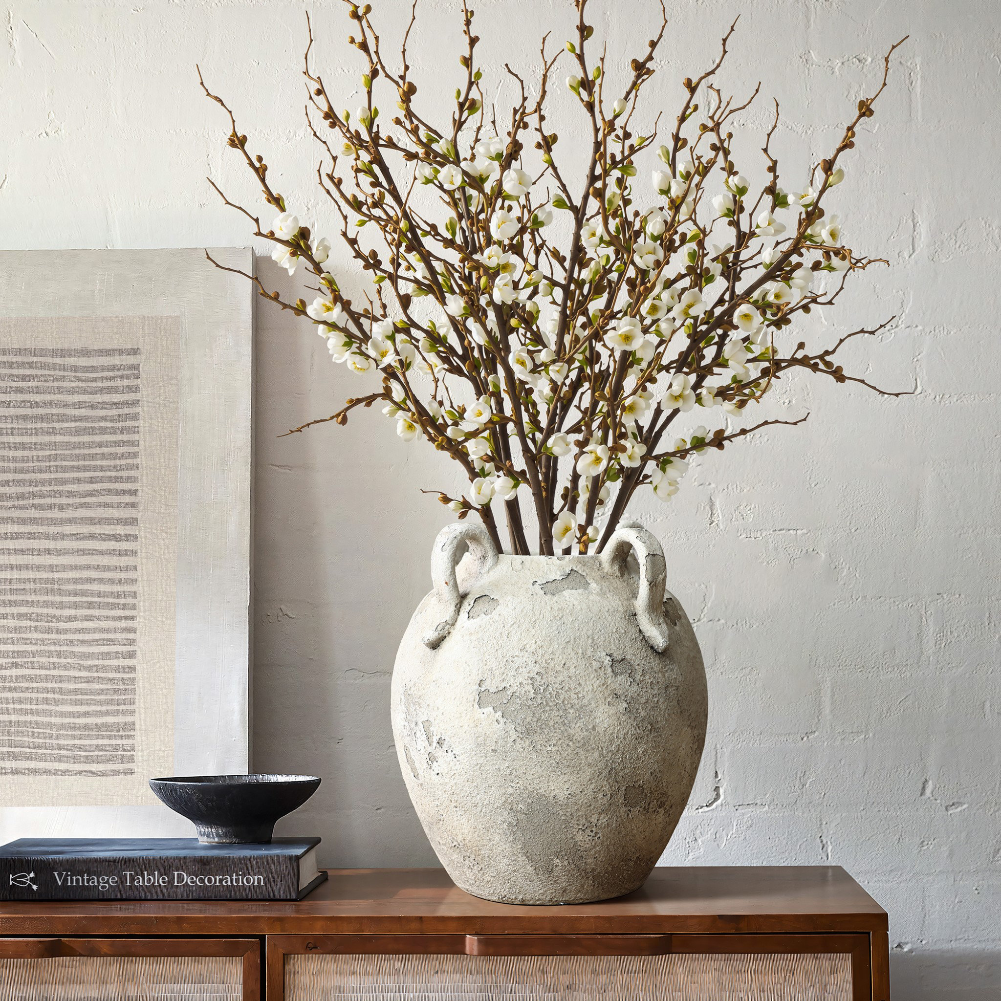 Rosalind Wheeler Antique Multi-Color Gray and White Terracotta 11-Inch Round Amphora Vase with Handles & Reviews | Wayfair
